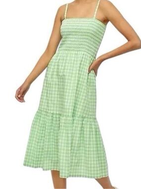 J. Crew Light Green Gingham Midi Sundress